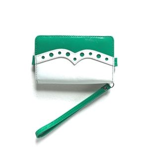 Hobo PHONE WRISTLET wallet leather WHITE and GREEN